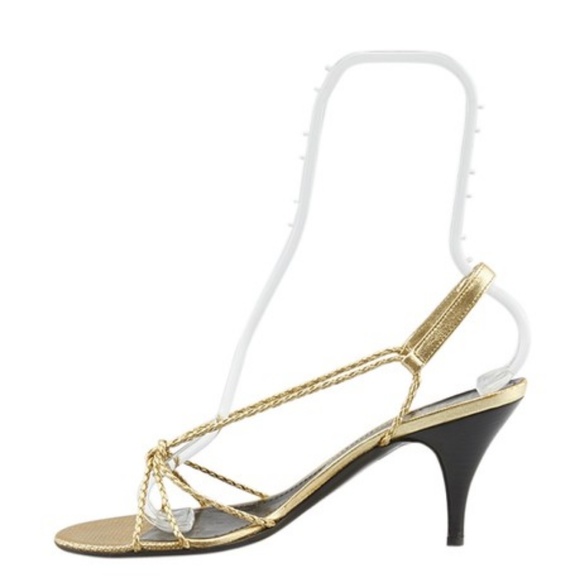 🆕🎁 NWT Burberry strappy gold leather sandals 10 - Picture 7 of 8